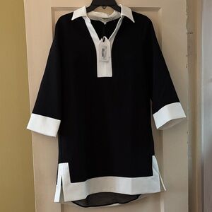 English Factory Black & White Contrast Collar Dress